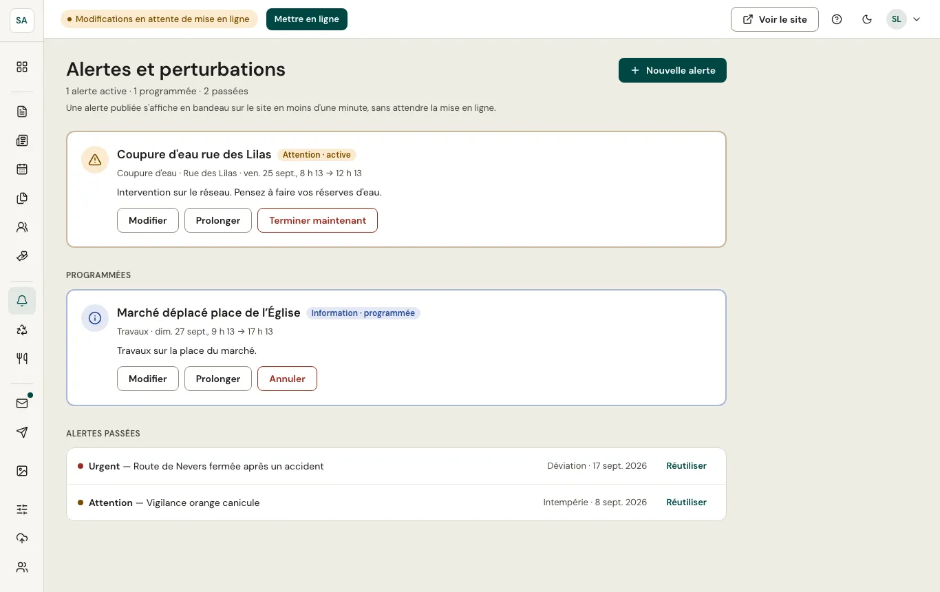 Liste des alertes