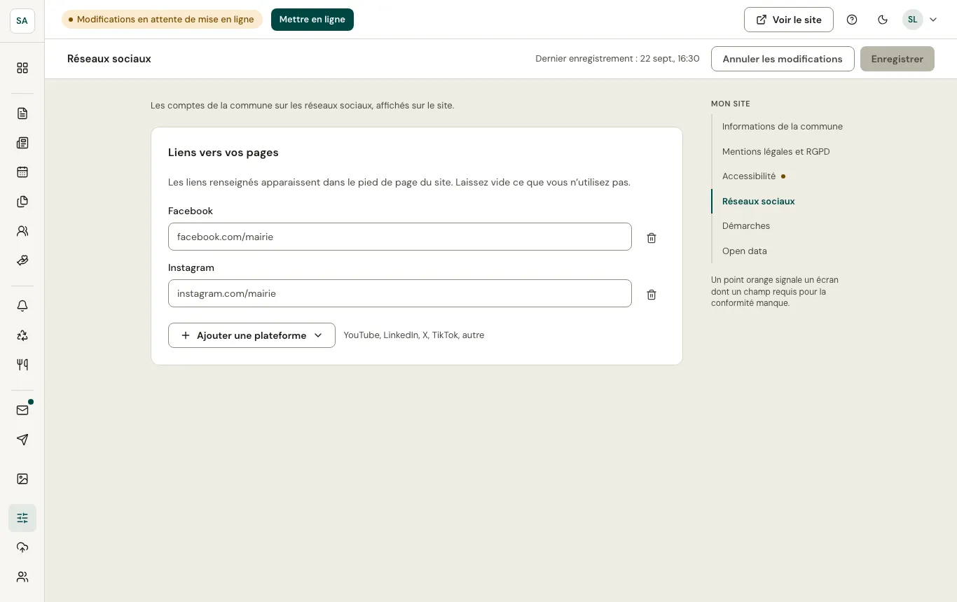 Réseaux sociaux de la commune